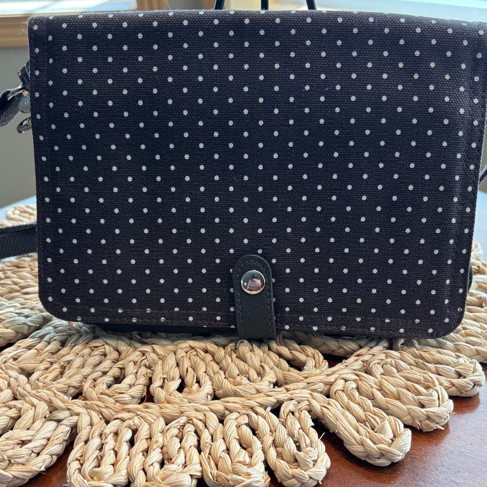 Thirty-One Gray and White Polka Dot Shoulder Bag